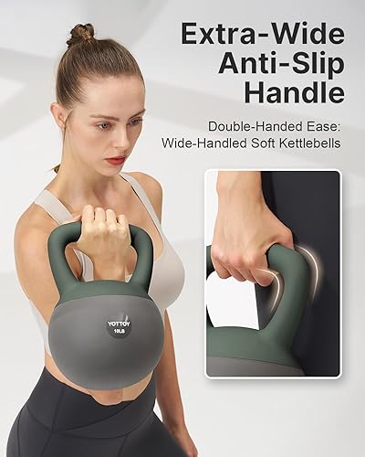 Miniatura 7 de YOTTOY Pesa rusa suave, juego para entrenamiento de fuerza y entrenamientos en casa, base acolchada de lados suaves, mango ancho, ideal para