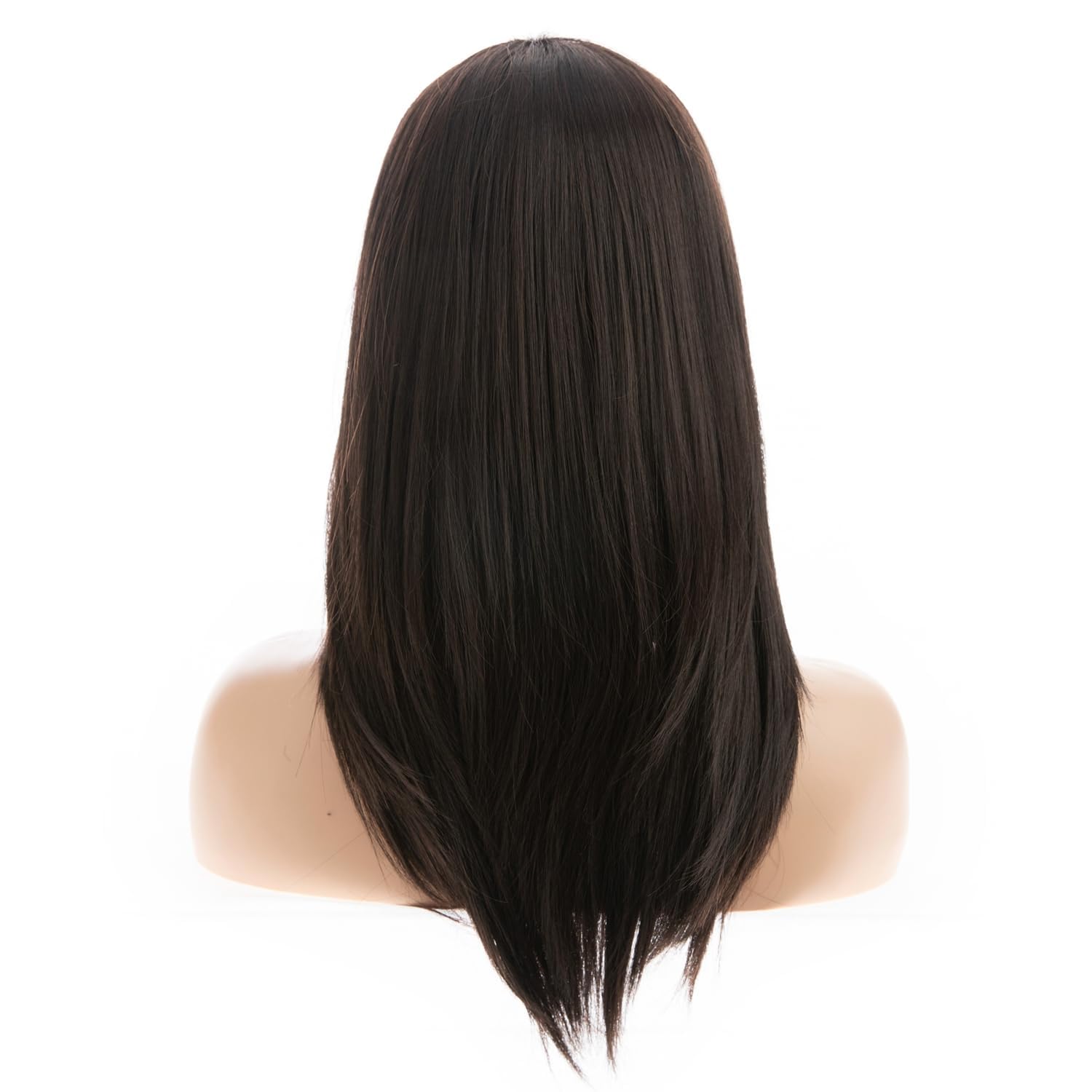 Qnbiar Long Straight Dark Brown Wig Layered Synthetic Hair Wigs with Bangs for Women Daily Party Use, Average - Image 4