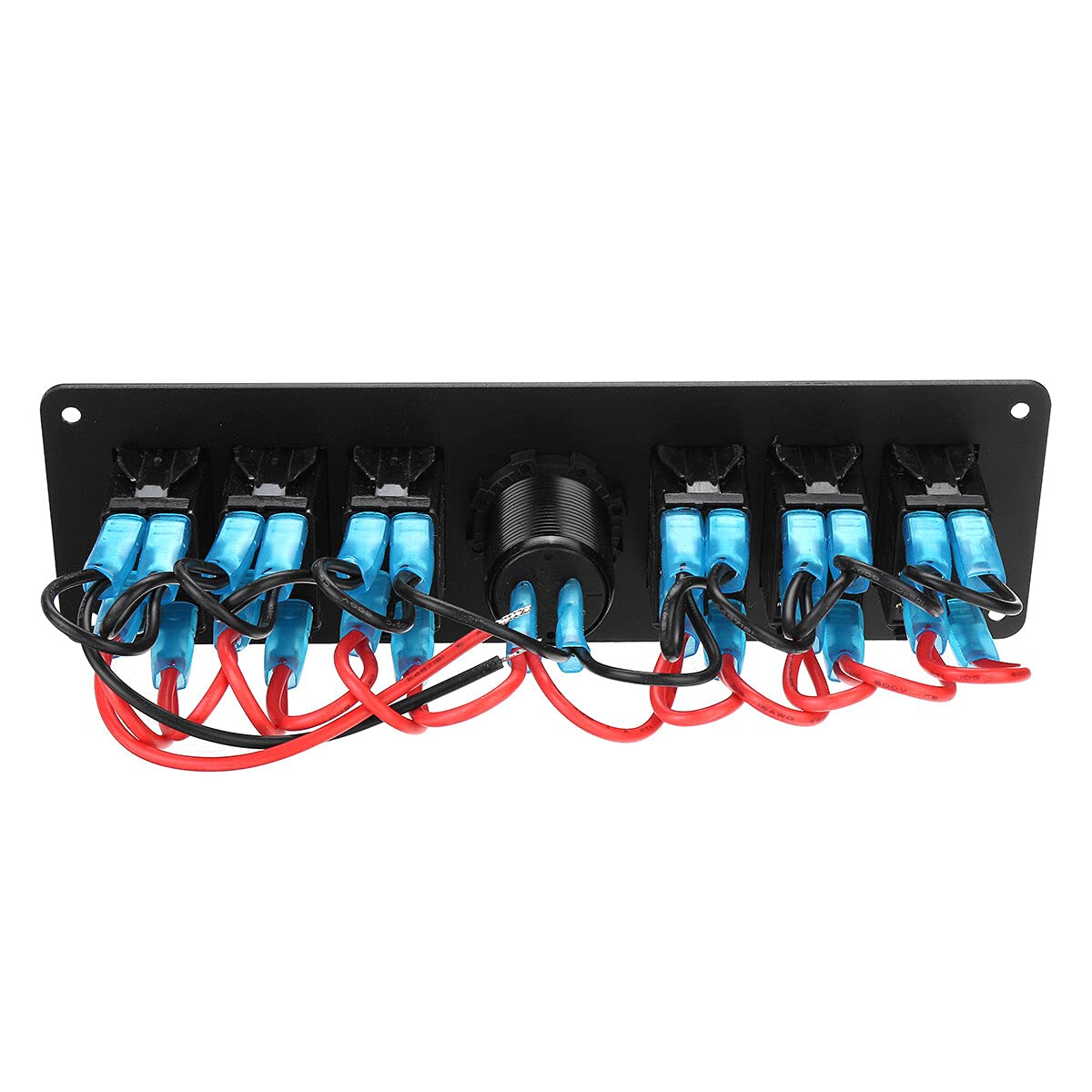 Pannello Switch Rocker A 6 Bande Con Voltmetro Caricabatterie Usb Qc 3.0 - Blu