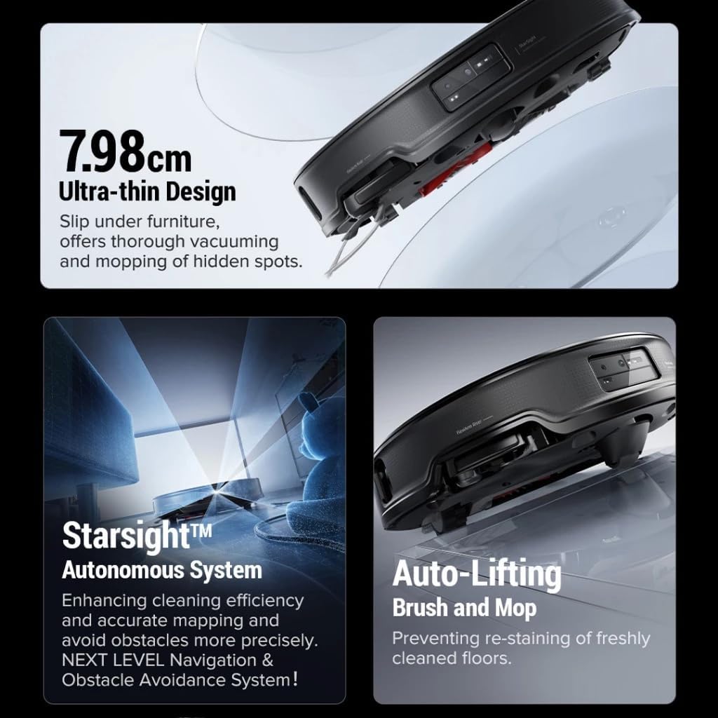 Roborock Saros 10R Robot Vacuum Black, [2 Year Local Warranty], Industry-Leading 20,000 Pa HyperForce Suction, 7.98cm Ultra-Thin Design, StarSight Autonomous System 2.0 - Image 2