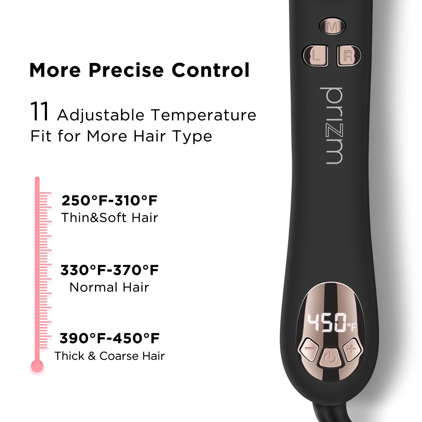 Prizm Automatic Rotating Curling Iron with LCD, Dual Voltage & 450°F Heat
