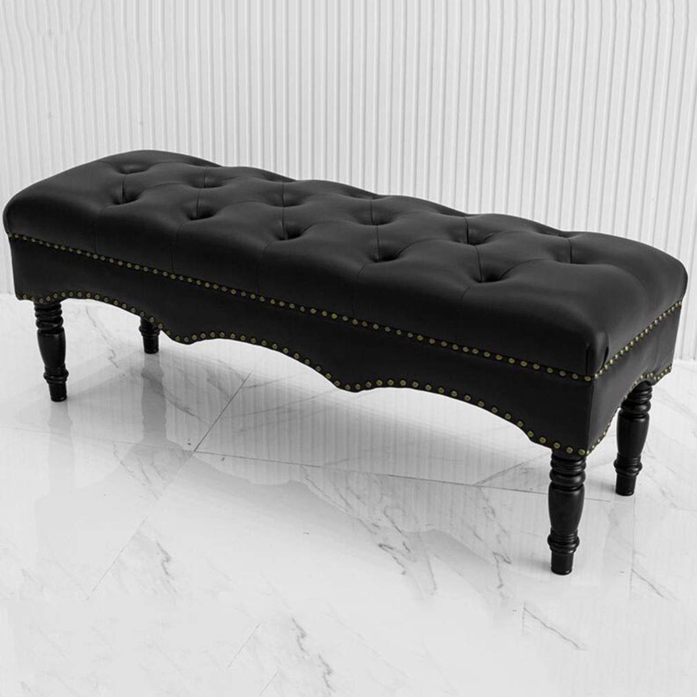 Tabouret de pédale haut de gamme en cuir noir au design nordique