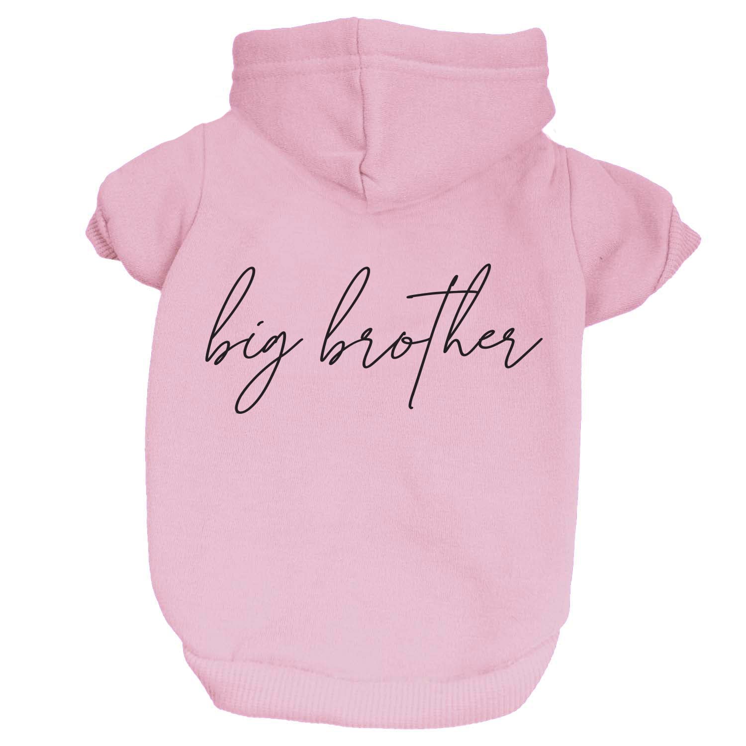 Big Brother Dog Hoodie Fleece Lined Pullover Sweatshirt with Leash Hole (Baby Pink, Large 774)
