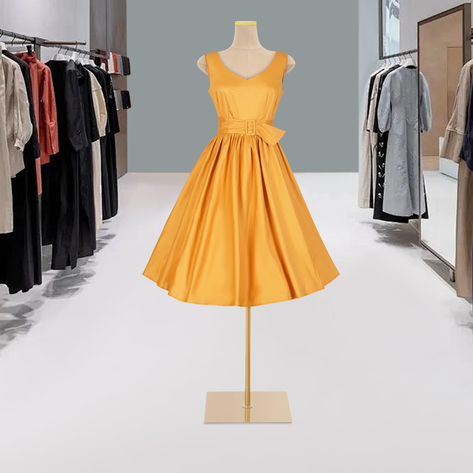 Schneiderpuppe Schaufensterpuppe Kleiderpuppe Mannequin Mannequin Body Schneiderpuppen Weiblich Hüfte Höhenverstellbar 150 bis 210 cm Für Boutique Schaufenster (Gold, U)