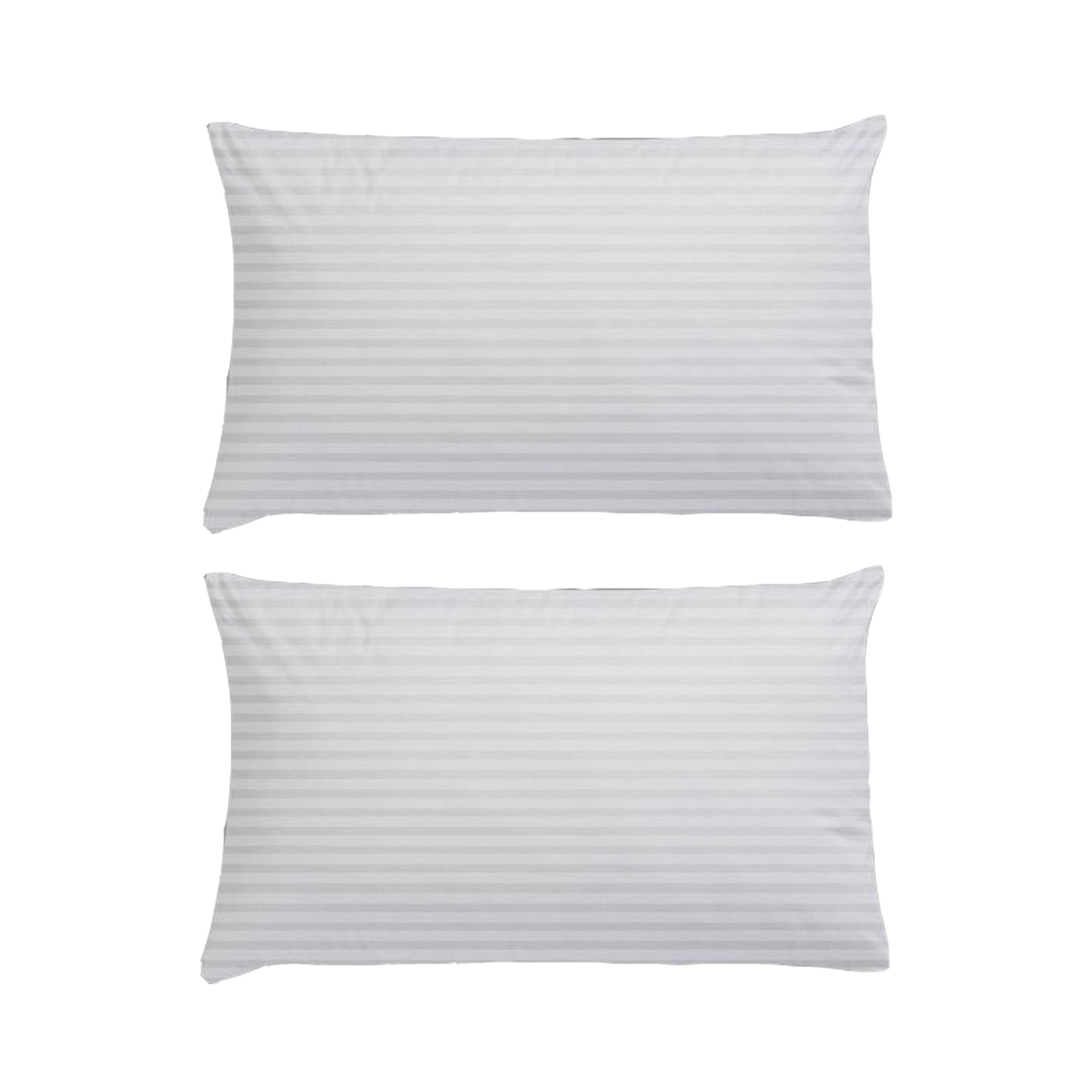 Textile Wise White 2 Pack Hotel Quality Stripped Cover, Extra Soft Hollowfiber Filling – Bed Pillows (Standard Pillows 50 X 75 Cm, Pack Of 2)
