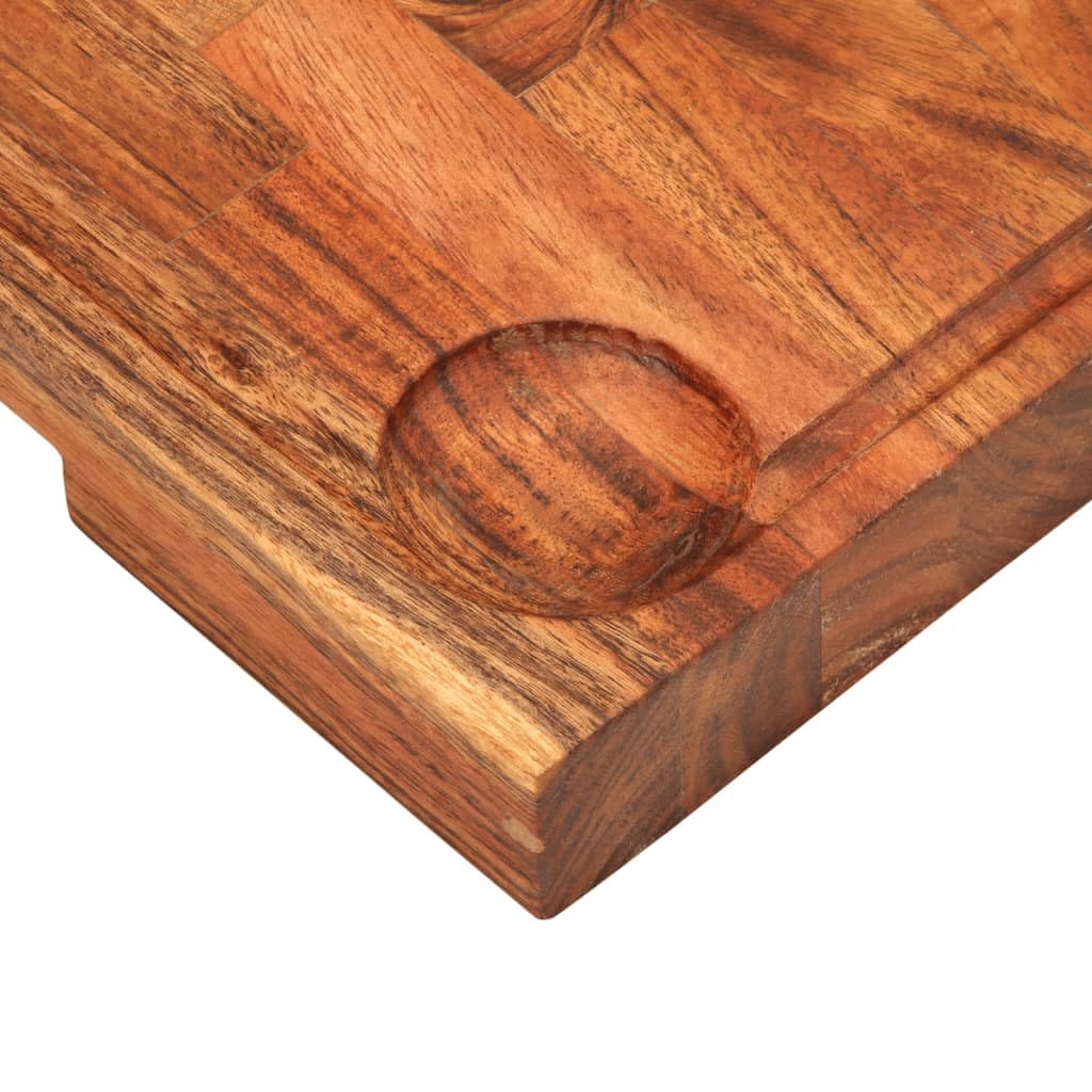 Tabla de cortar de madera maciza de acacia, tabla de cocina con ranura para jugo, tabla de servir queso y entrantes, 42 x 30 x 4 cm