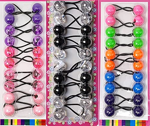 Crispy CollectionGirls Twinbead Multi Cute Mixed Design Ponytail Elastics Pack Of 3