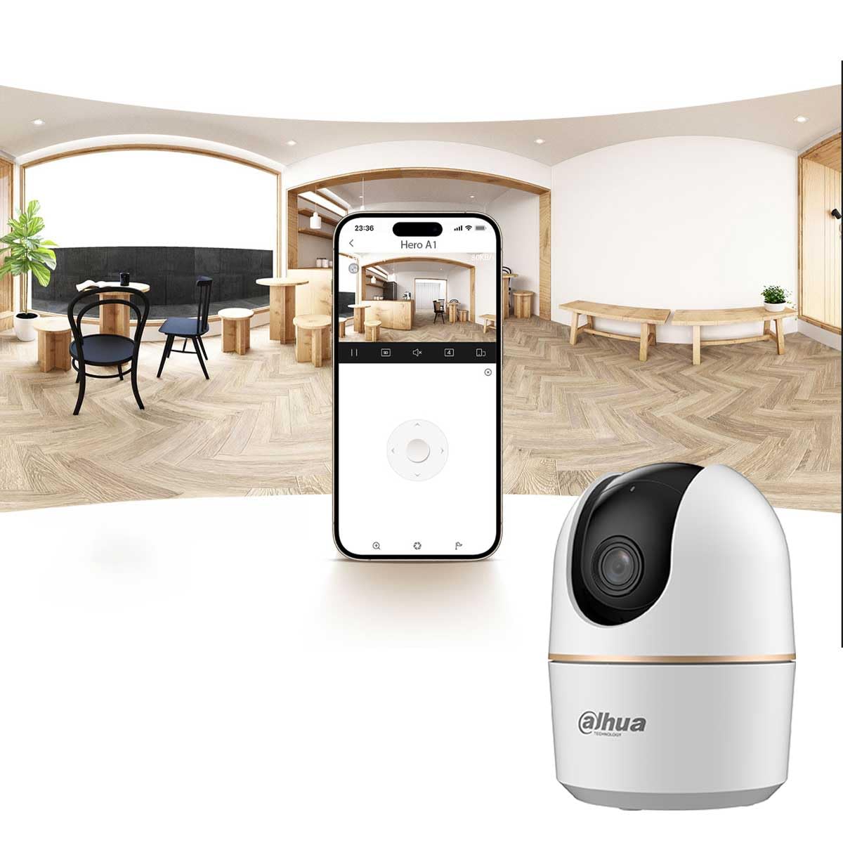 DAHUA Hero A1 - Telecamera di sicurezza WiFi da 3 MP con funzione di rotazione e inclinazione, riconoscimento personale, sirena, tracciamento intelligente