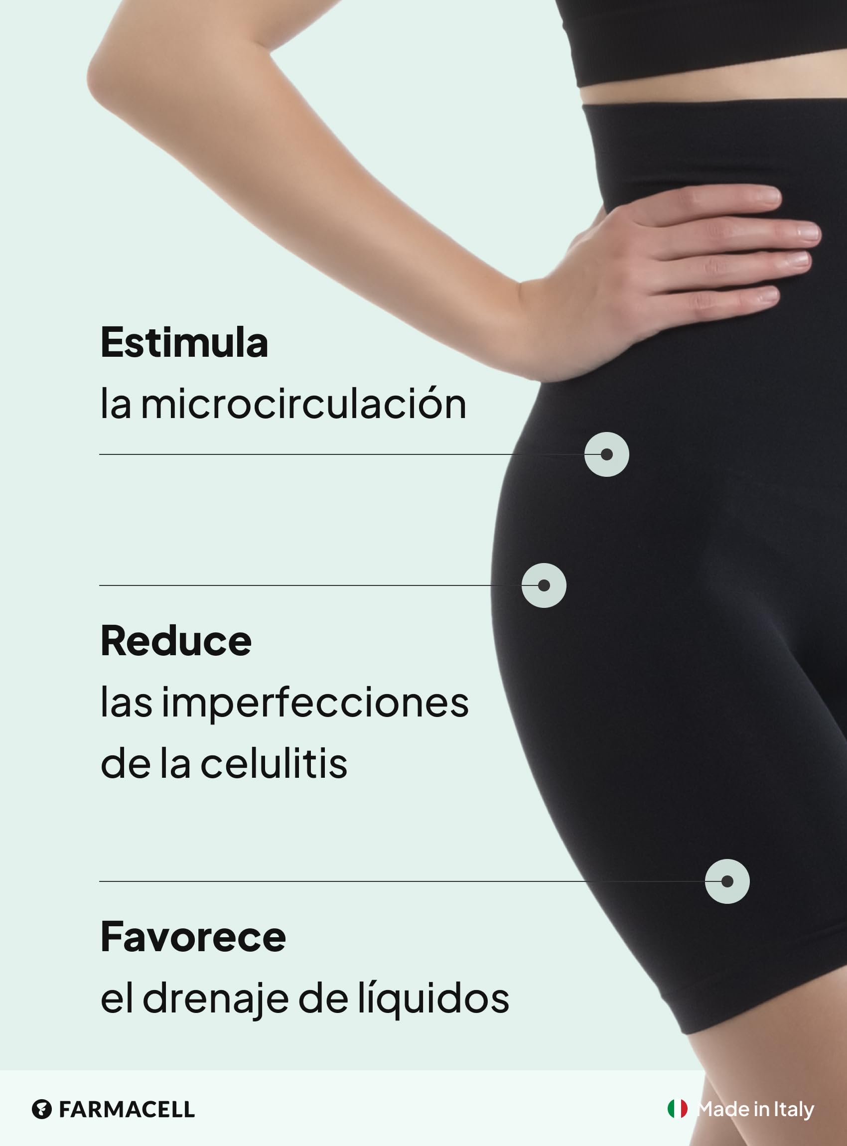 Farmacell Faja Pantalón Mujer con Efecto FIR Anticelulitis y Cintura Alta Doblable, Made in Italy, 603Y