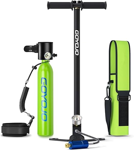 GOYOJO Tanque de buceo 0.5L Mini Equipo de Buceo Sistema de Respiración Subacuática Cilindro Oxígeno 6-10 Minutos Portátil Pulmones Air Buddy