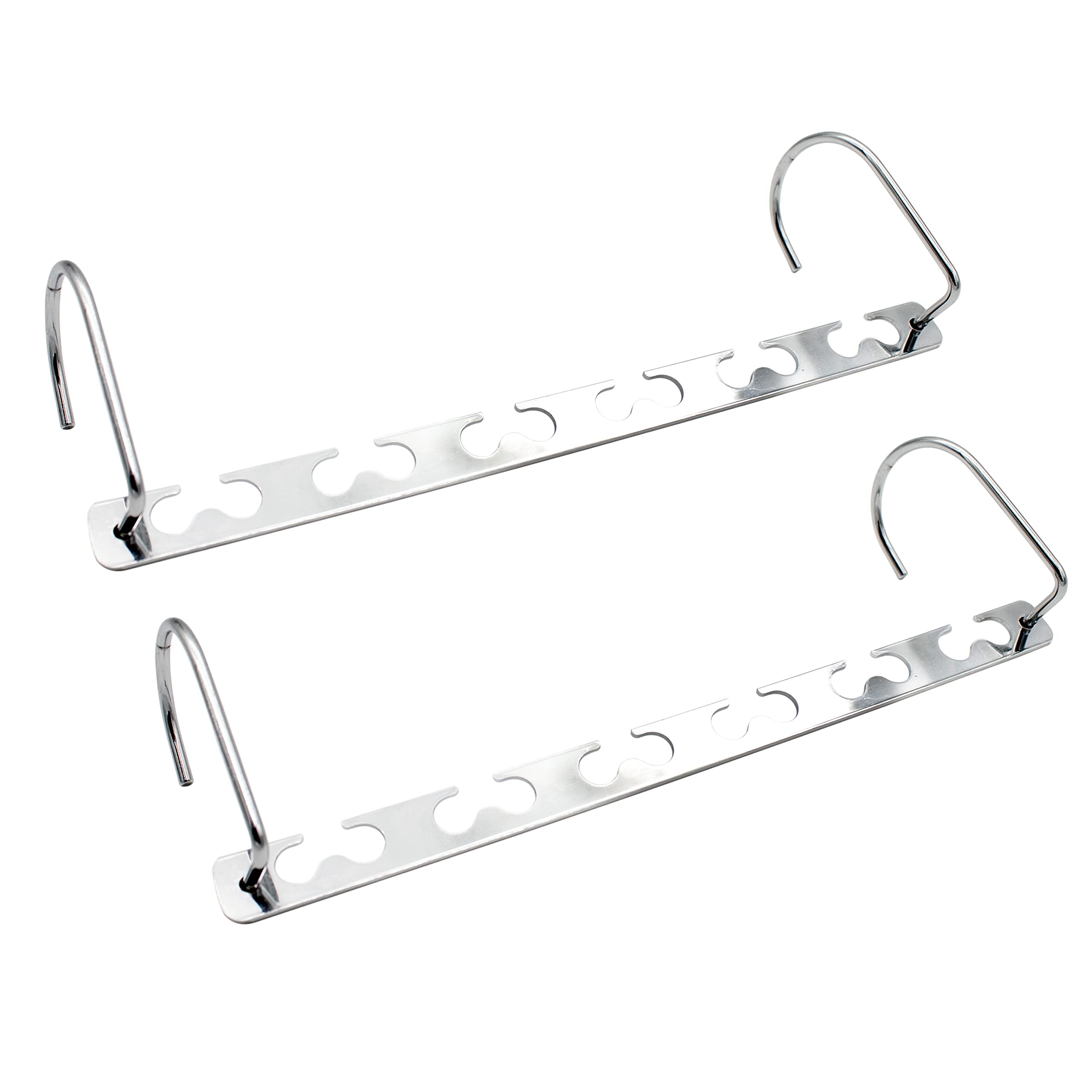 ZOBERMagic Hook Hangers | Wonder Metal Hangers | Space Saving, Hanger Organizer, Chrome Metal Hooks | Suitable with All kind of Hangers (2 Pack, Metal (Silver))