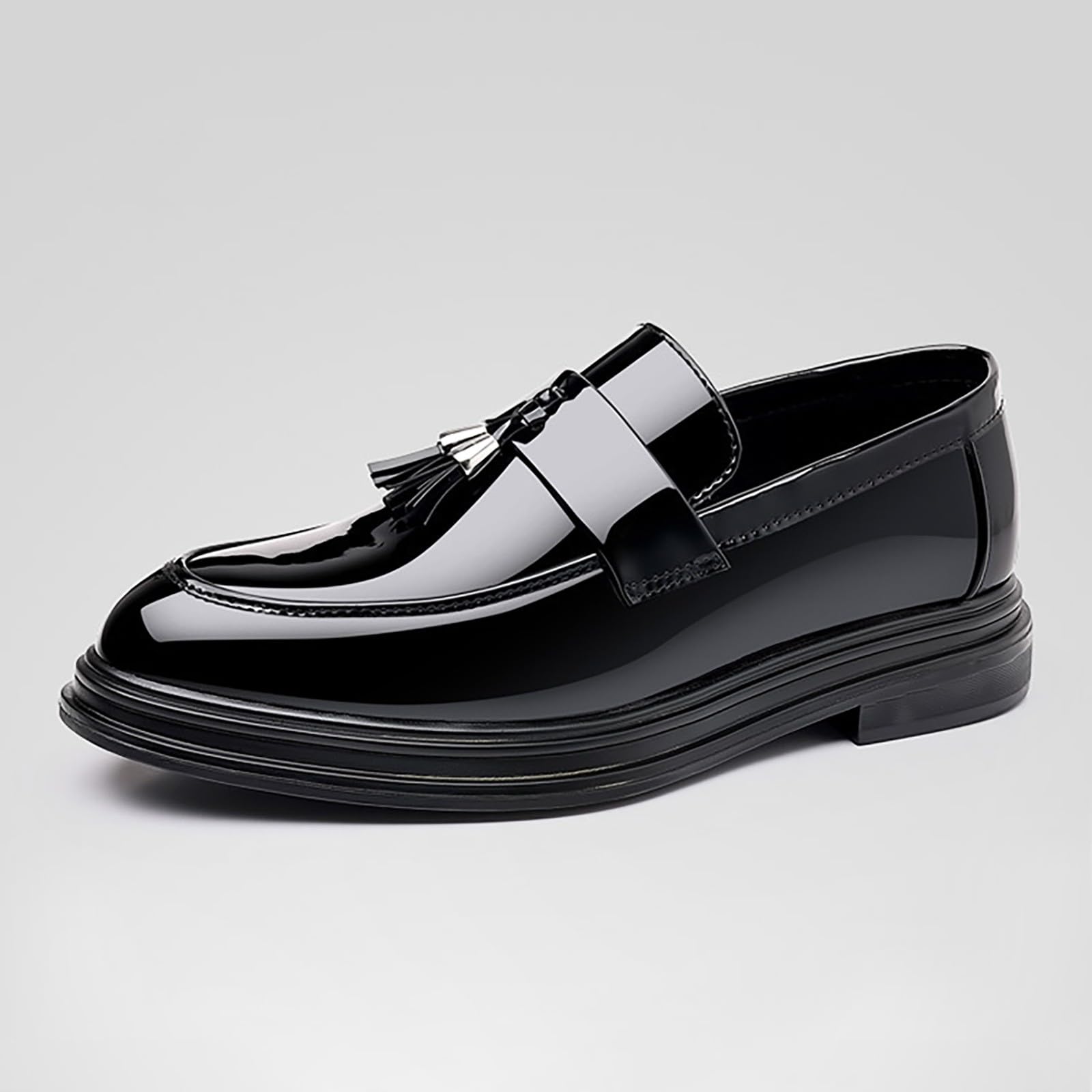 Mocasines de piel sintética para hombre, zapatos de vestir, zapatos de punta puntiaguda, zapatos con borlas, zapatos Oxfords de tacón bajo, zapatos de negocios, mocasines formales británicos