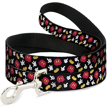 Buckle-Down Dog Leash Mickey Mouse Costume Elements Scattered Black Available in Different Lengths and Widths for Small Medium Large Dogs and Cats