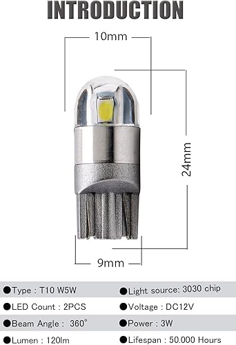 Miniatura 8 de Bombilla 194 LED 194, bombilla LED 168, bombilla blanca súper brillante 2825 W5W T10 de cuña LED de repuesto sin errores para cúpula mapa, puerta,