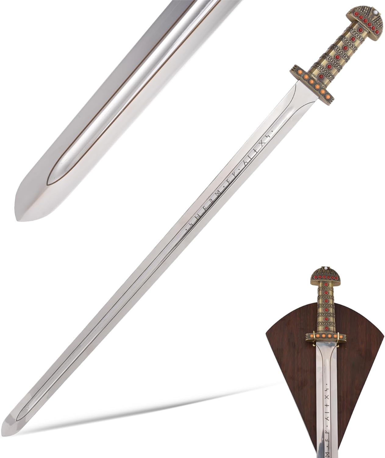 40" Medieval Viking Sword Steel Sword with Display Plaque,Suitable for Role Play, Decoration
