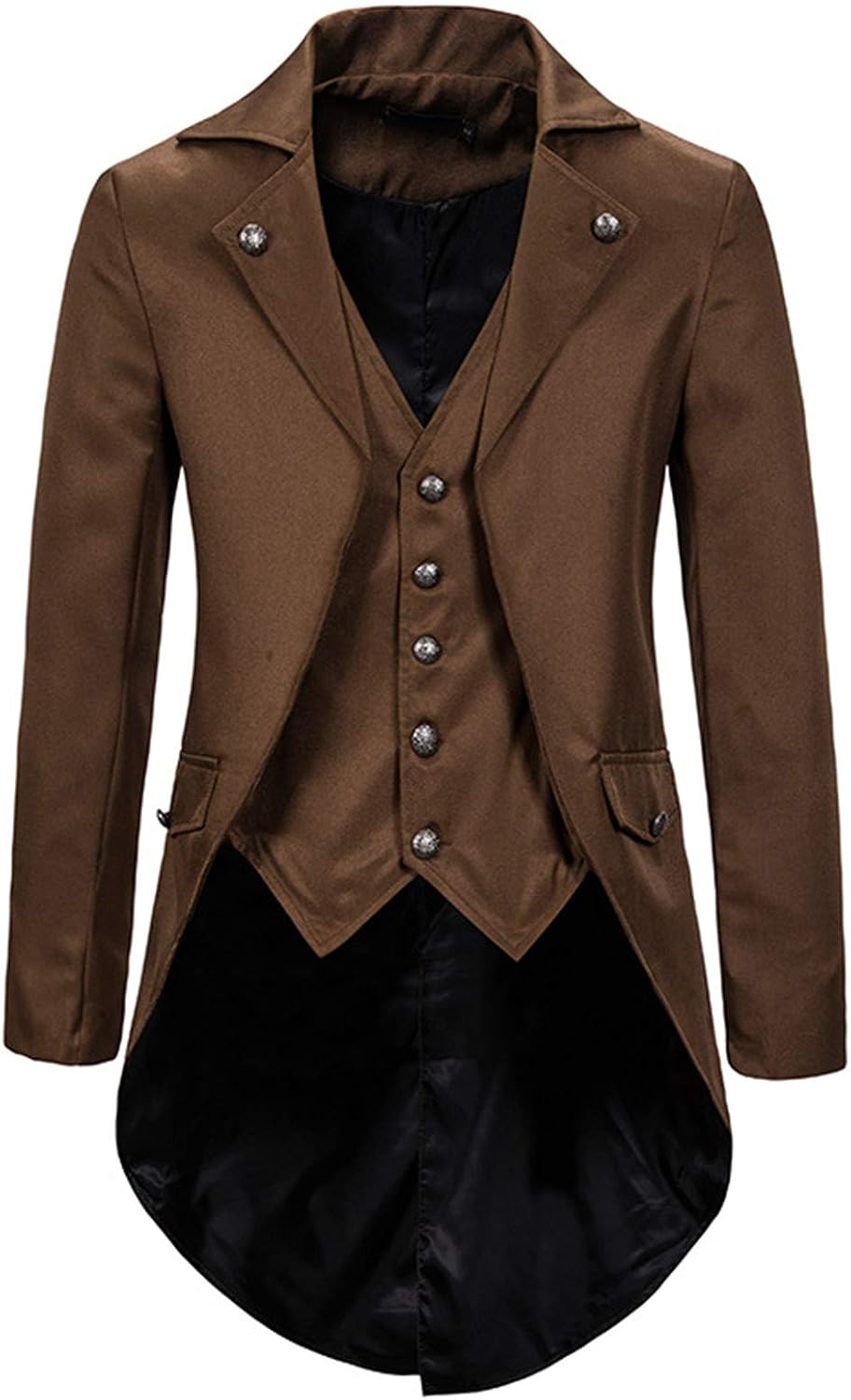 Giacca Uomo Steampunk Medievale - Cappotto Rinascimentale Vintage Con Bottoni, Manica Lunga, Slim, Per Cosplay E Halloween