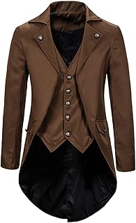 Steampunk Jacket Mens Vintage Gothic Tailcoat Vintage Men's Tailcoat Pirate Vampire Gentleman Costumes for Adult Halloween Victorian Frock Tailcoat Steampunk Vintage Tailcoat Uniform Costume