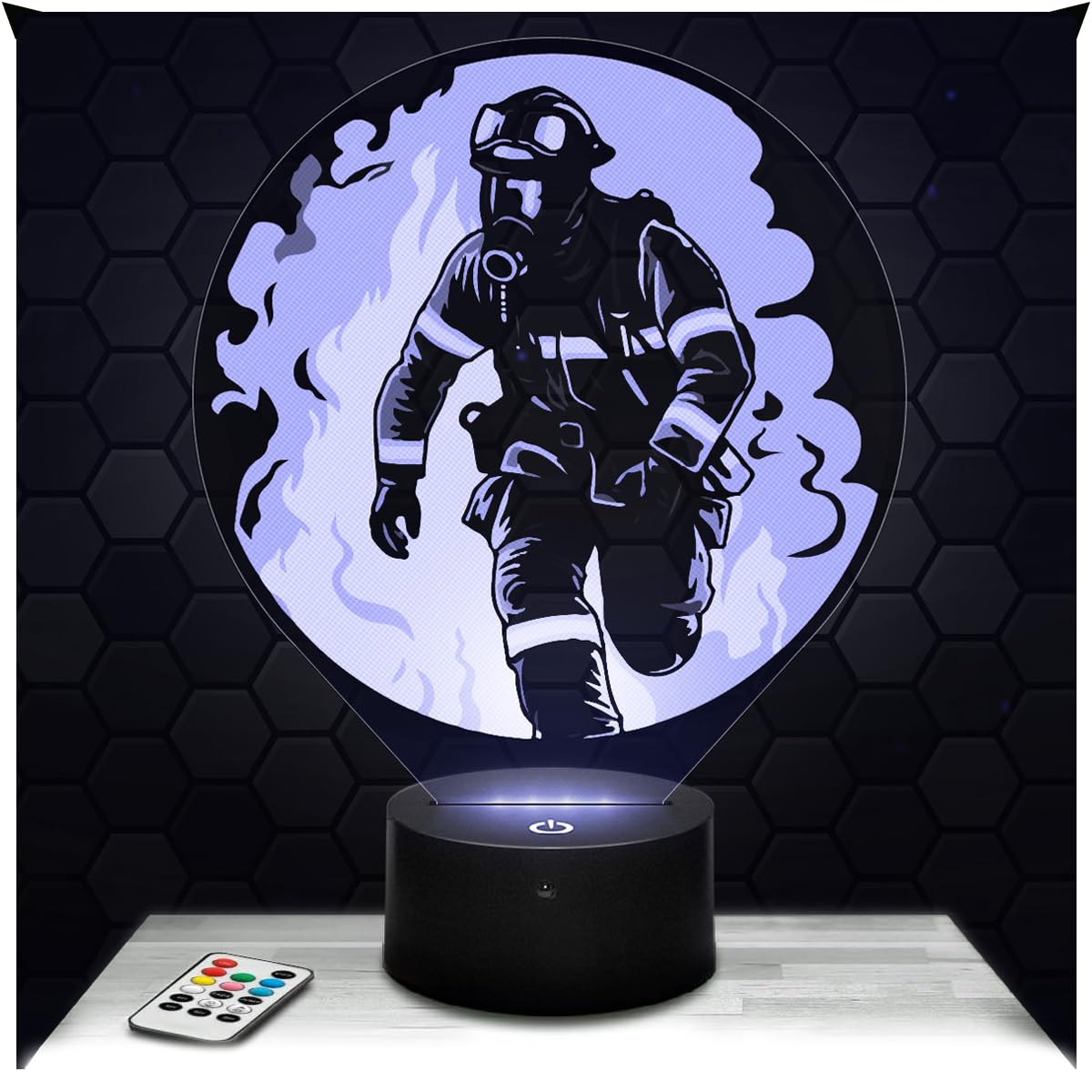 Lampephoto.fr - Firefighter Symbol Fireman 3D Lamp, Gift Idea Decoration Lamp Office Living Room Man Christmas, Gift Idea Fan of Firefighter Symbol Fireman, Led Bedside, Merchandising TOP