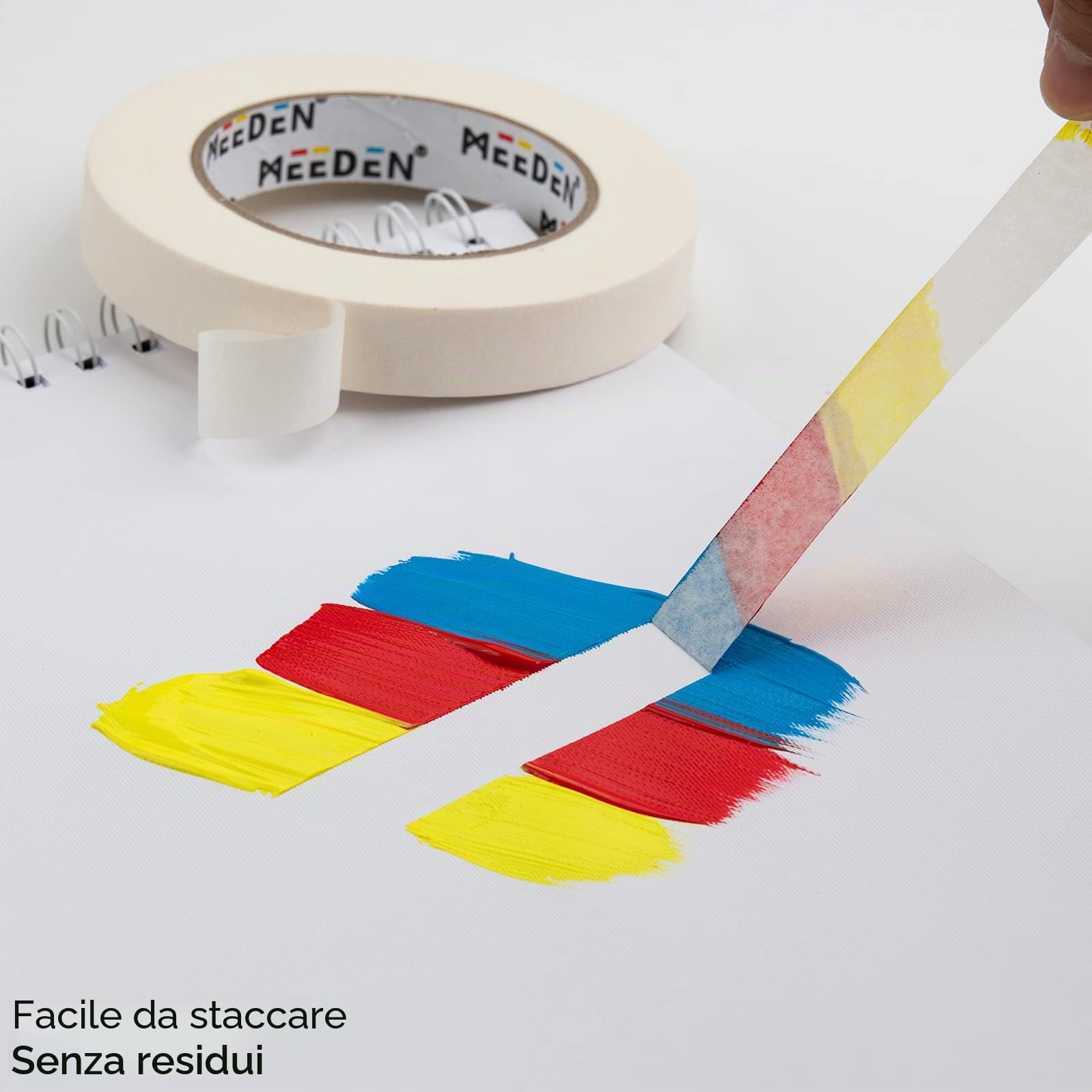 MEEDEN 10 confezioni di nastro bianco per artisti, 19 mm, con un totale di 550 m, nastro adesivo per pittura artistica, disegno, telaio, senza acidi, multiuso, per artigianato, ufficio, scuola