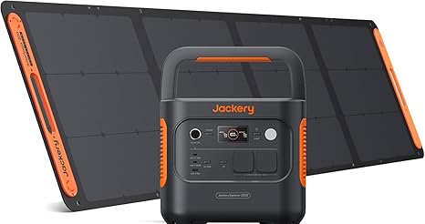Jackery Explorer 2000v2 Portable Solar Generator with 200W Solar Panels, 2042Wh/2200W LiFePO4 Battery (Max 4400W), Quick Charge USB-C & UPS 20ms for Camping, Campers, Outdoor