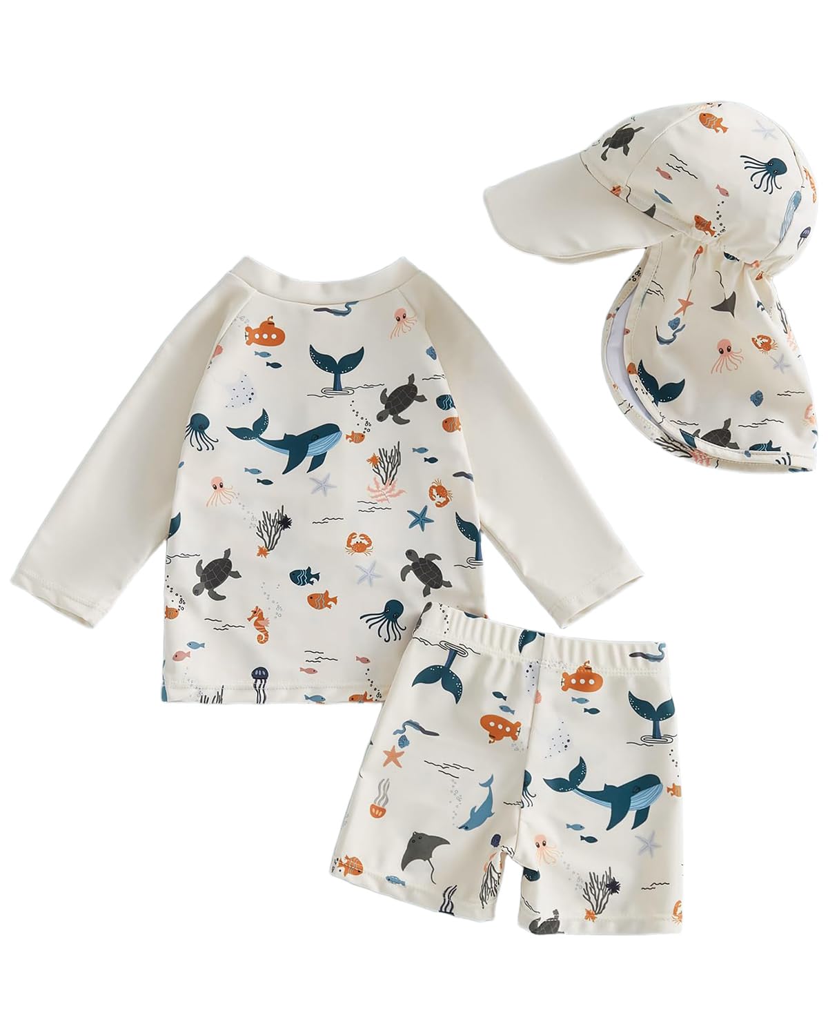 JiAmy Traje de baño UV para bebé y niño, traje de baño con sombrero, traje de baño de una pieza