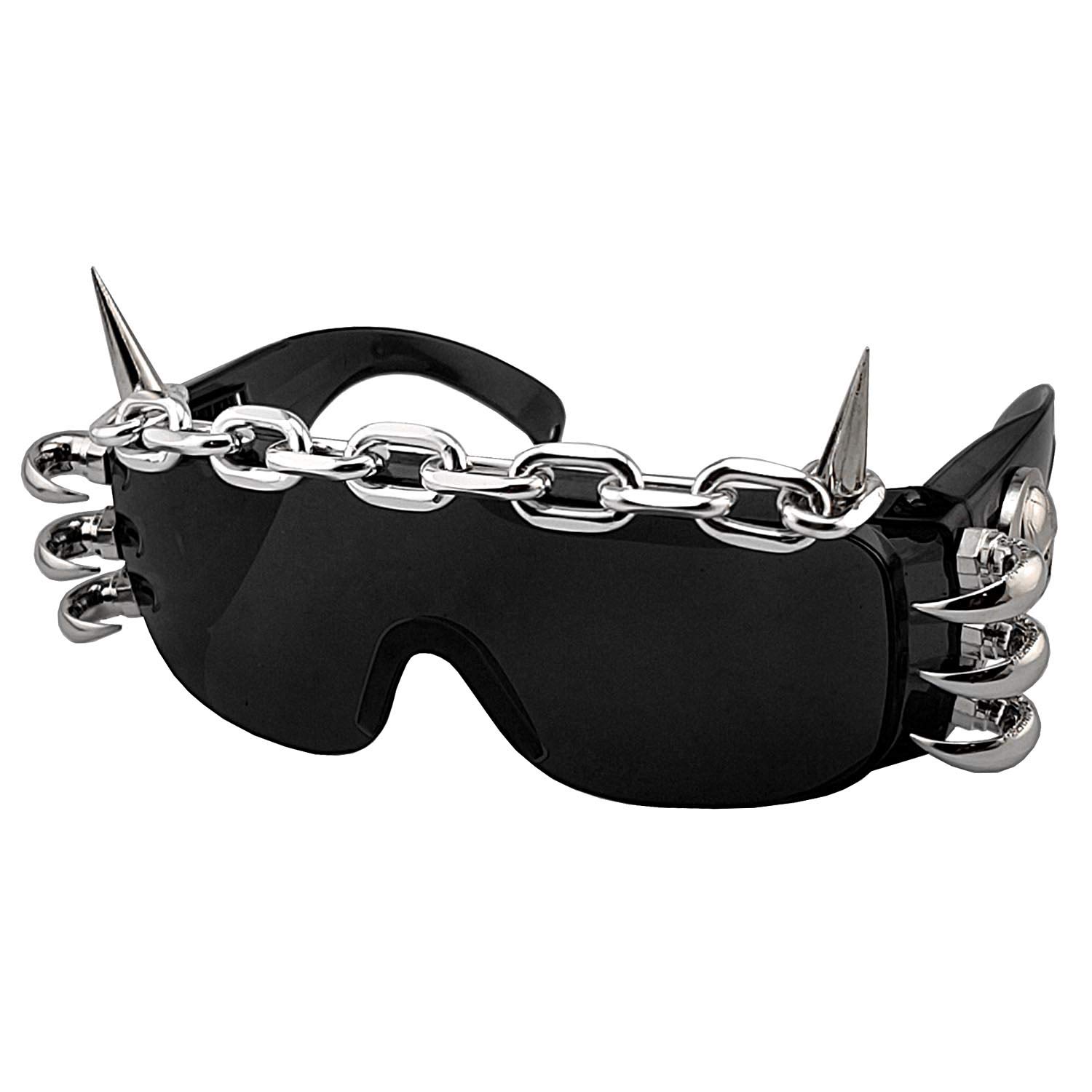 crazy hunterpunk rock studded cosply dancing glasses cool men/lady sunglasses, Black, One size