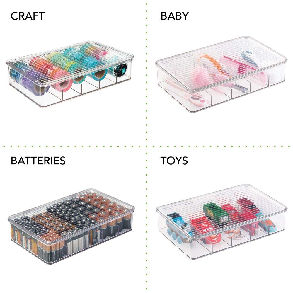 MDesign Batterie-Organizer – Durchsichtige Box Für Alle Batteriegrößen, Stapelbar