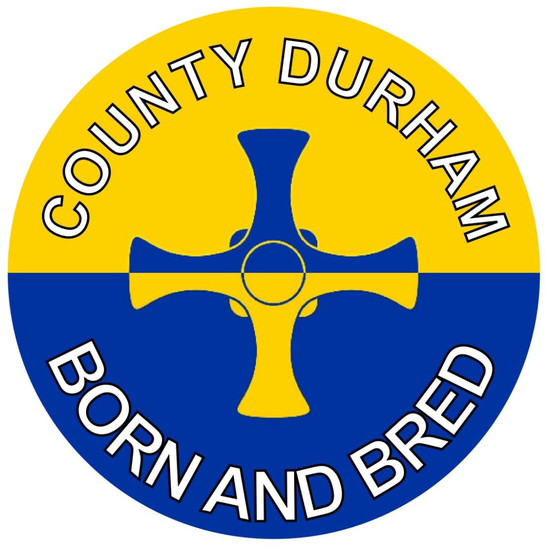 County Durham Born and Bred - (Two Pack) 80mm Diameter Car Bumper Window Decal Sticker