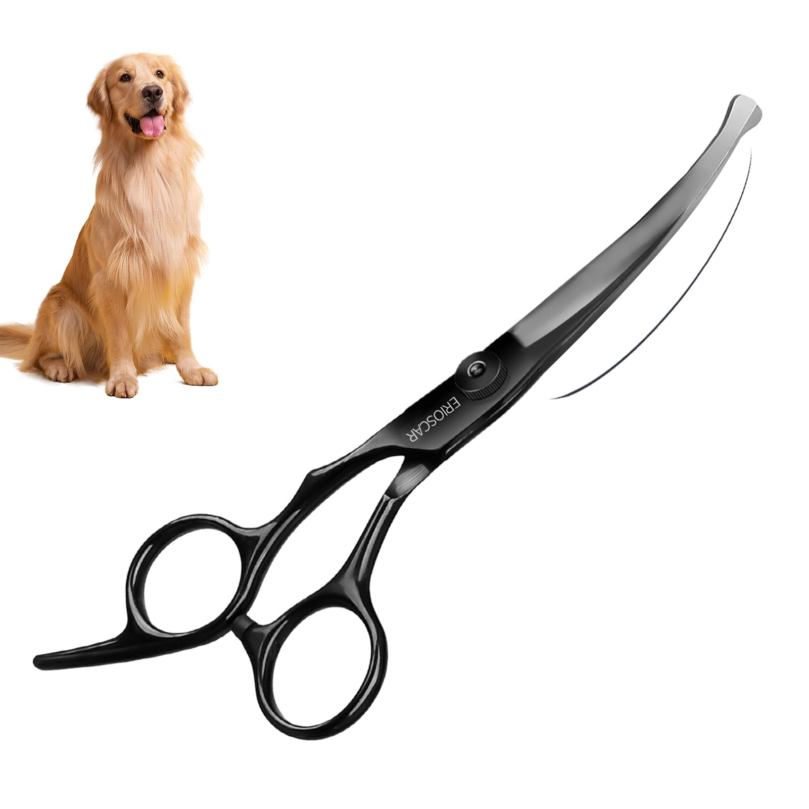 Pet Grooming Scissors, Curved Dog Grooming Scissors with Safety Round Tip