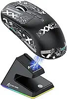 Mouse ATTACK SHARK X6 49g SUPERLIGHT com base de carregamento magnética, sensor para jogos PixArt PAW3395, mouse para jogos sem fio/com fio BT/2.4G, 26000 DPI