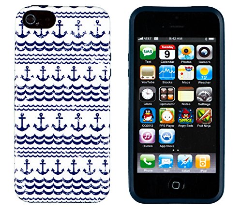 iPhone 5 / 5S Case, DandyCase Perfect Pattern *No Chip/No Peel* Flexible Slim Case Cover for Apple iPhone 5 / 5S [Distressed Nautical Anchor]