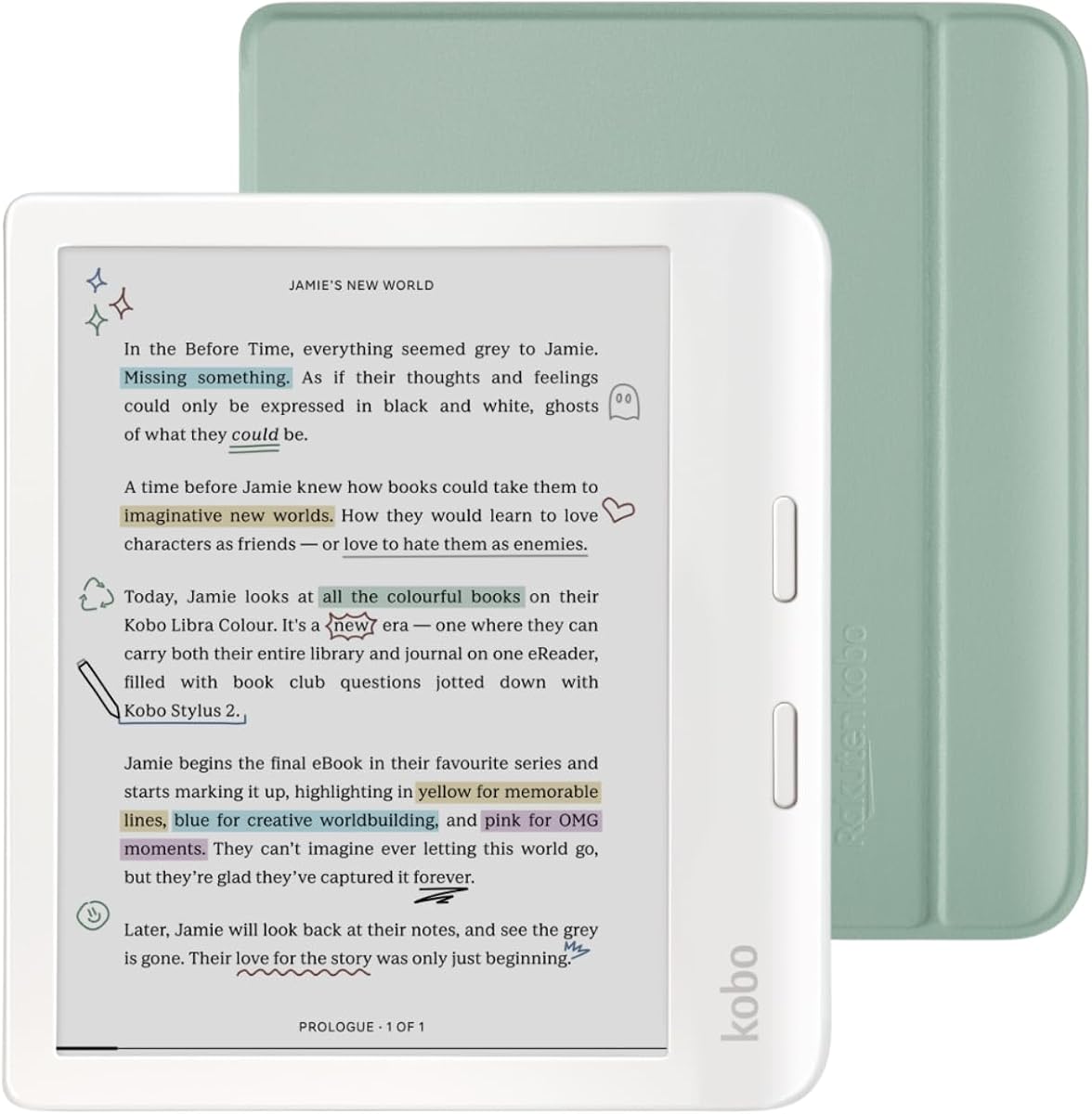Paquete de eReader Libra Color White con estuche