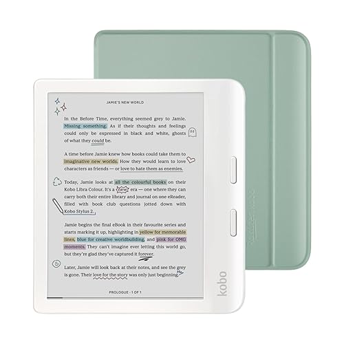Kobo Libra Colour White eReader with Case Bundle
