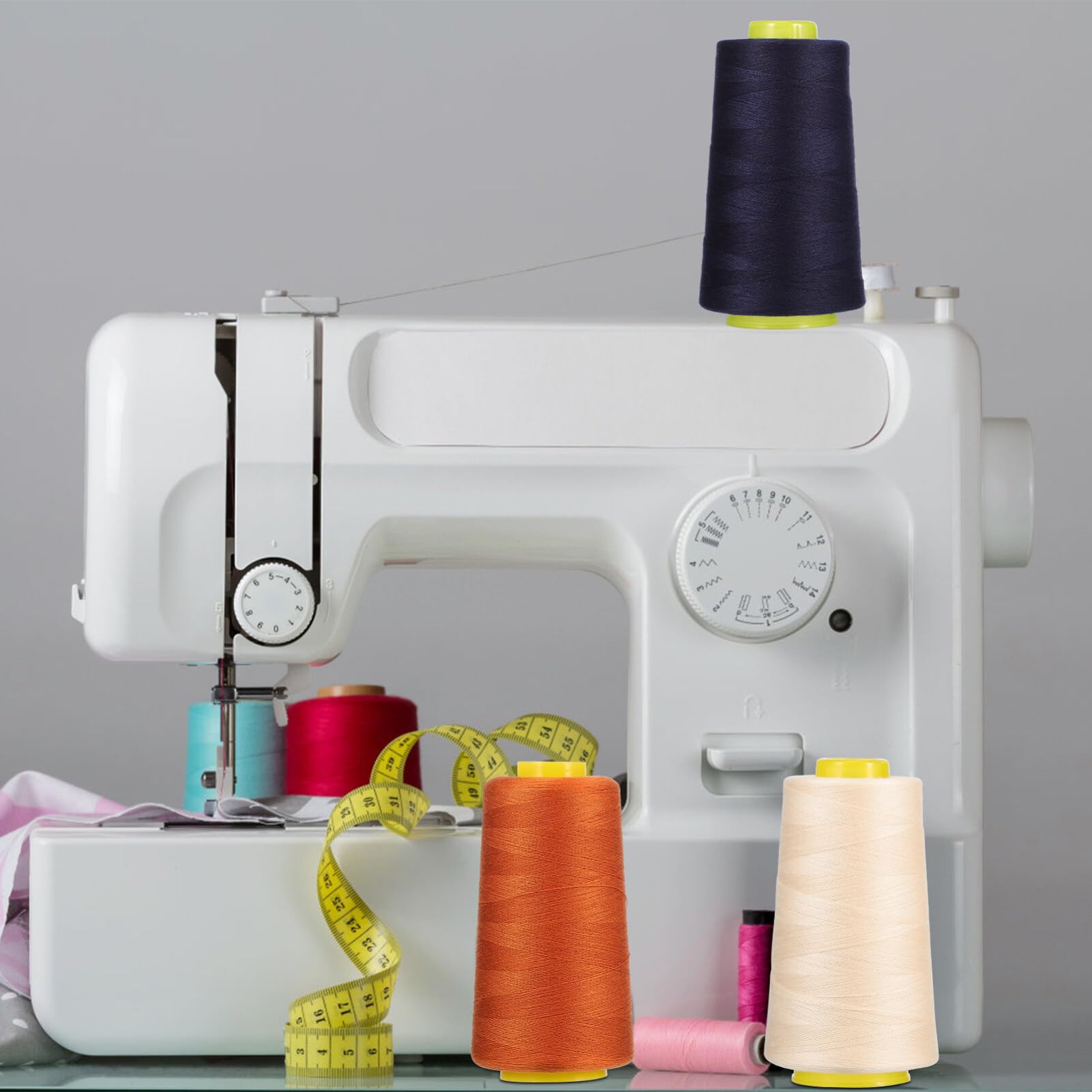 SHINEOFI Hilo de Coser Colores Variados de Poliéster 6 Bobinas de 3000 Yardas para Máquina y Costura a Mano para Confección y Manualidades