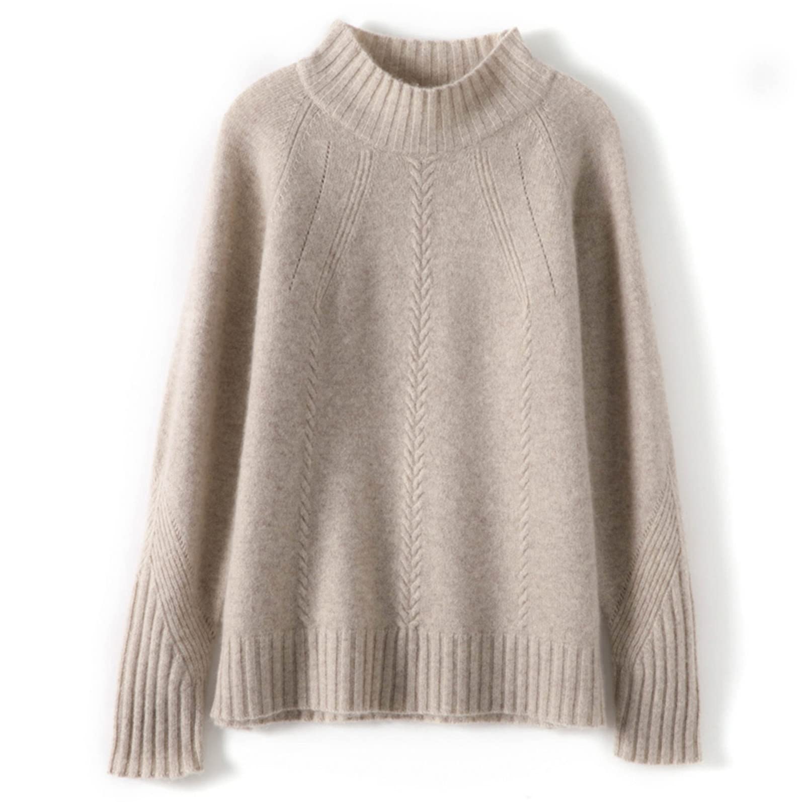 Kelsiop Otoño/Invierno Suéter De Cachemira Señoras Medio Cuello Alto Jersey 100% Lana Parte Superior De Fondo De Punto De Tamaño Grande