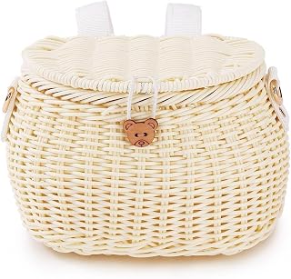 Cesta tejida para bicicletas infantiles, ideal para actividades al aire libre y artículos esenciales diarios