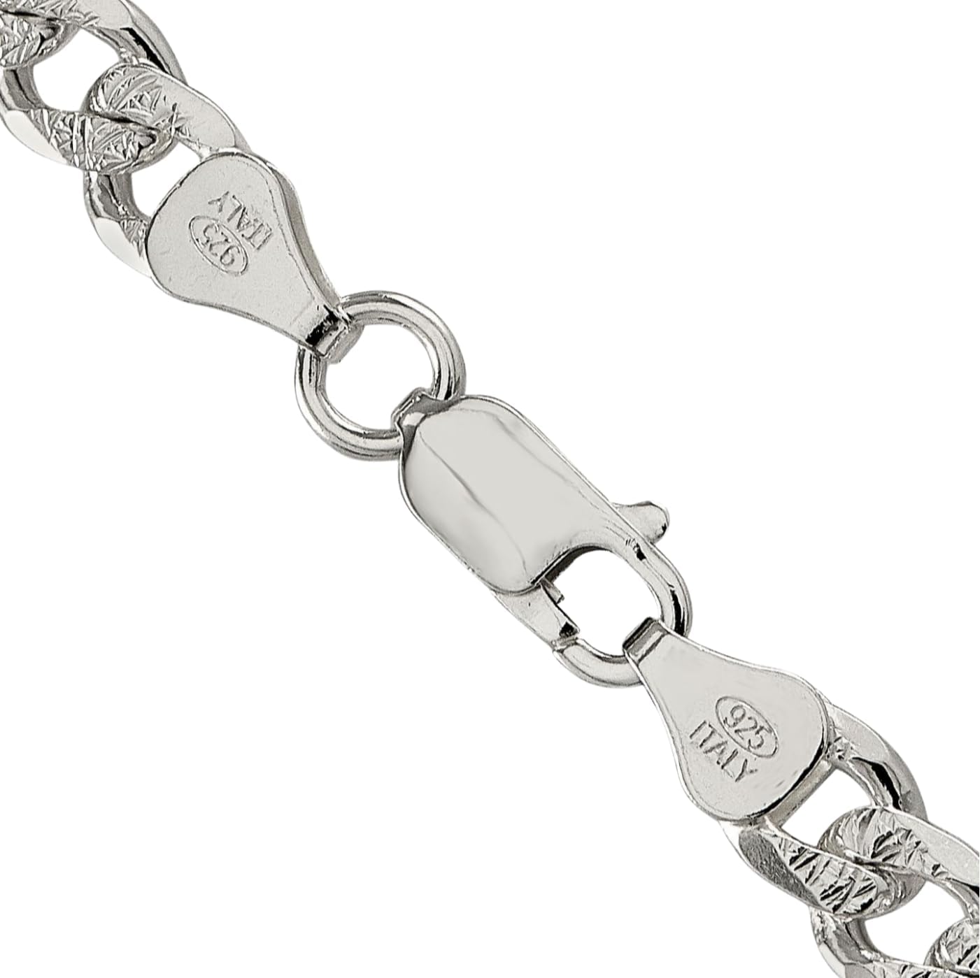 IceCarats 925 Sterling Silver 7mm Chunky Pave Link Curb Chain Necklace Polished