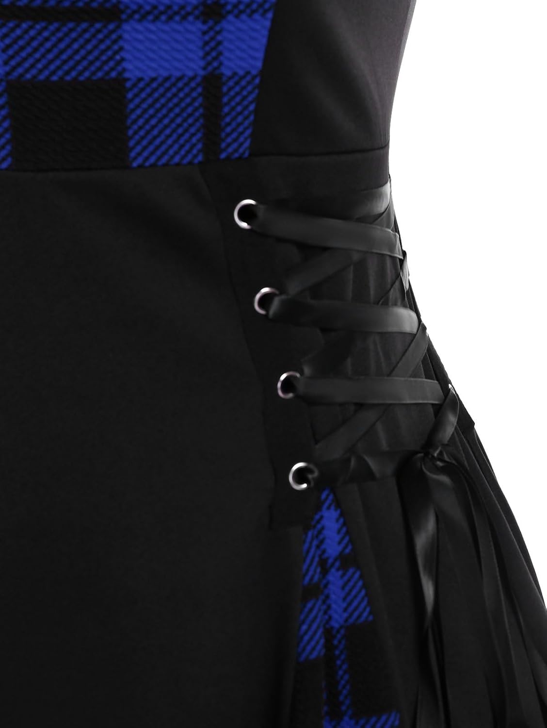 ROSE GAL Gothic Lace Up Plaid Half Zipper Fit and Flare Gothic Dress - Image 6