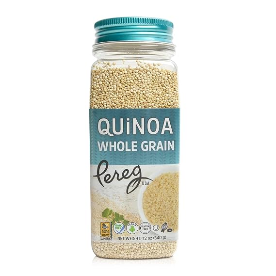 Pereg Whole Grain White Quinoa (12 oz x 6 Pack) Ancient Superfood Pre-Washed Quinoa Grains | Non-GMO, Vegan & Gluten-Free | Rice & Pasta Alternative | Rich in Protein, Fibre & Iron | Plant Protein