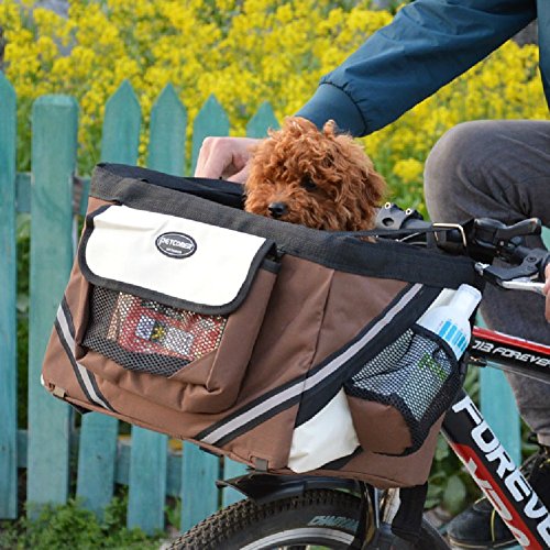 Treat Me Transportín Frontal para Bicicletas Bolso Frontal para Bicicletas Bolso Cesta para Perro Marrón