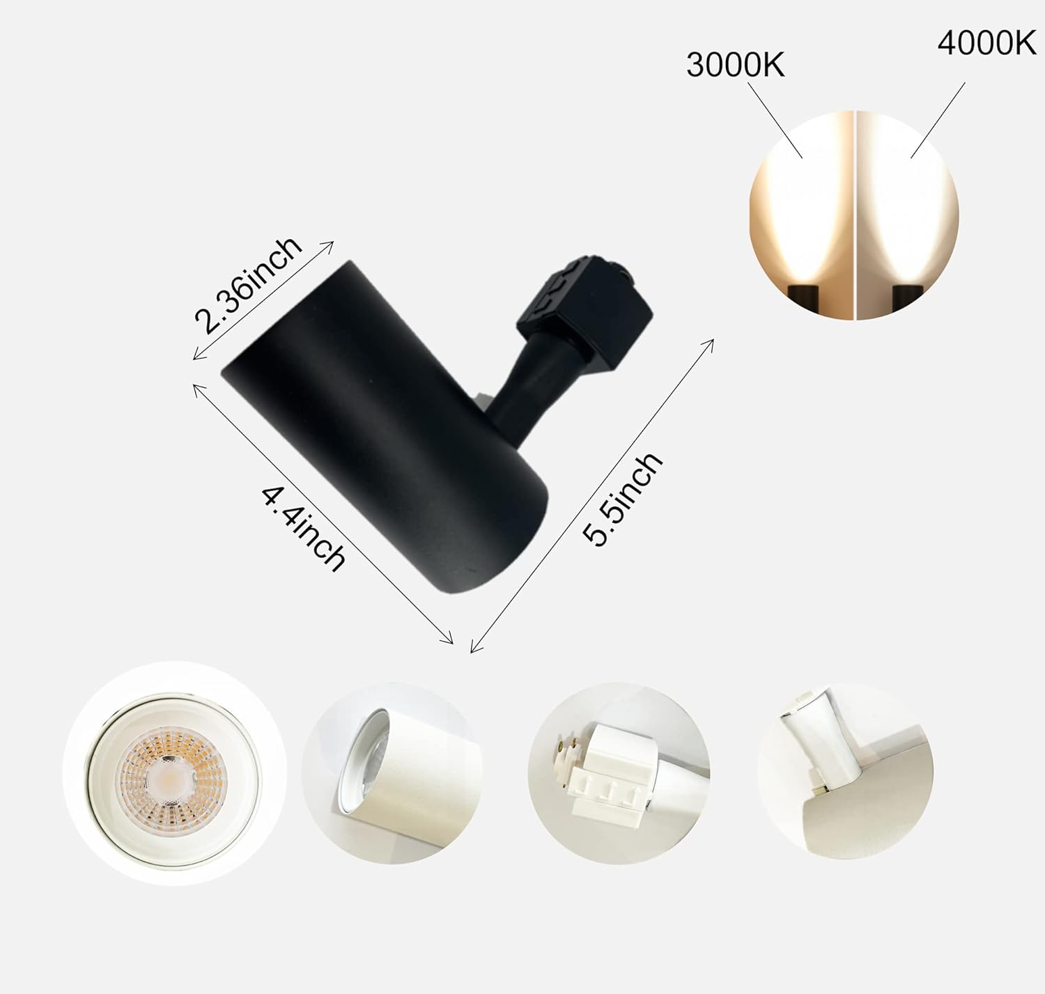 DingZ 12W Dimmable LED Track Lighting Heads Compatible with Single Circuit H Type Track Lighting Rail