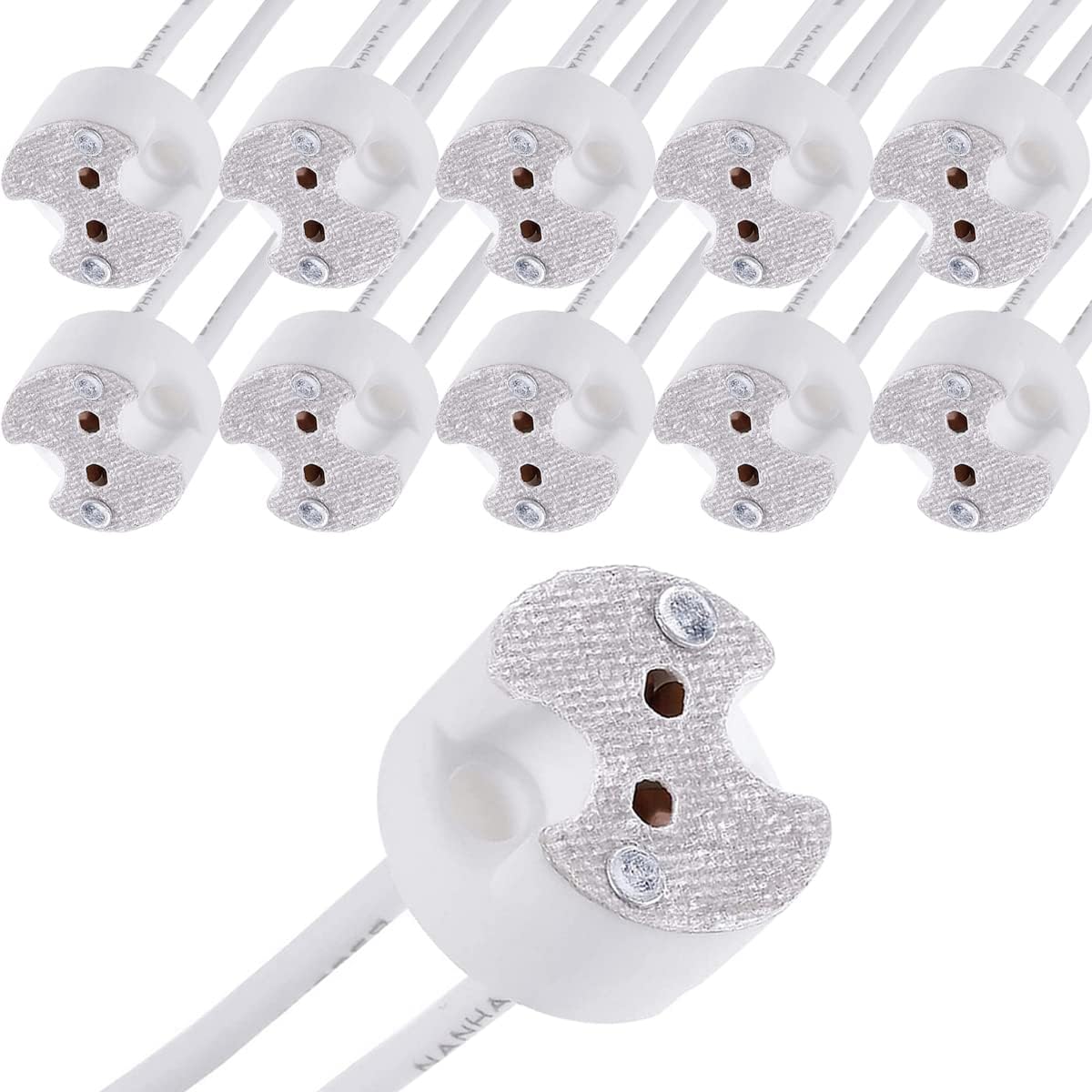 MR16 GU5.3 LED Holder Lamp Socket, 10Pcs Halogen Light Bulb Ceramic Connector Wire Adapter MR11 G4, Incandescent CFL Holder Base Plug Converter