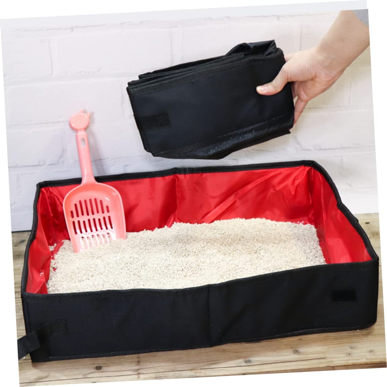 BESPORTBLE 3stücke Portable Katzenstreu Box Wasserdichtem Oxford Leicht Zu Reinigen Für Katzen Und Kätzchen Kleine Rot