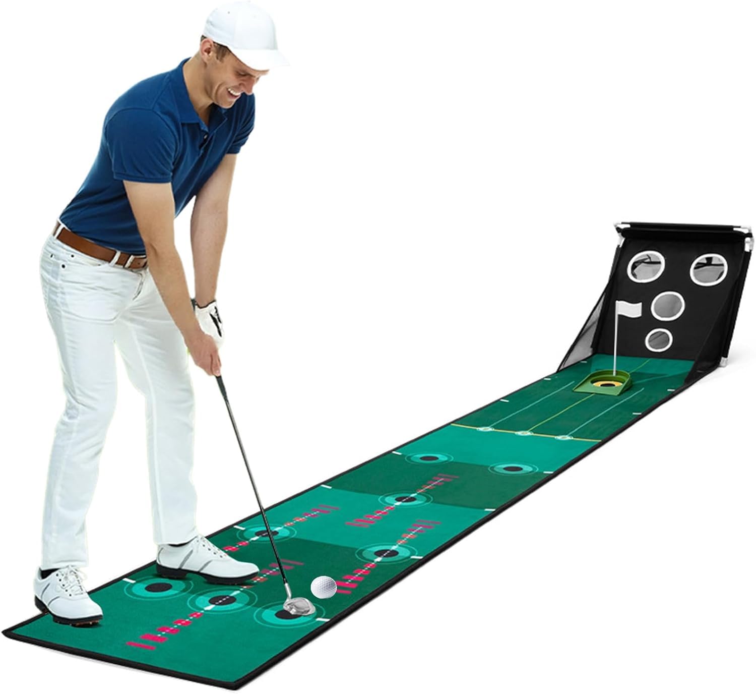 Alfombrilla de golf con sistema de retorno automático de bolas, césped de práctica para interiores y exteriores para entrenamiento profesional