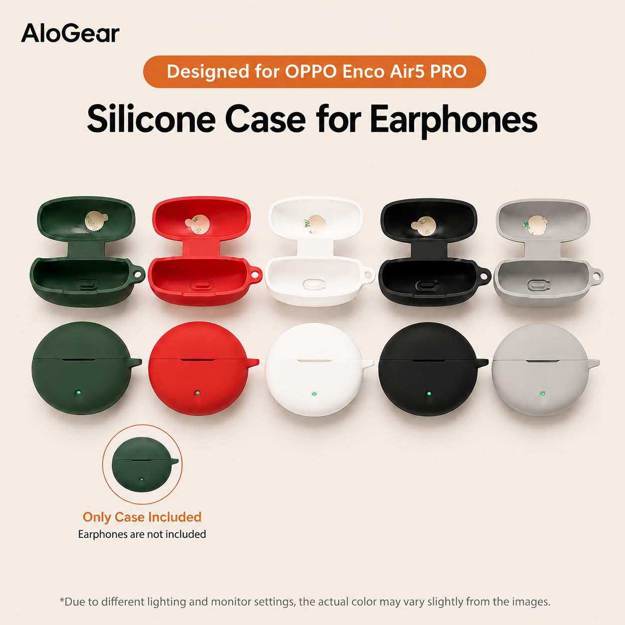 Silicone Case for Oppo Enco Air 5 TWS Earbuds, Shockproof Cover with Heavy Duty Carabiner, LED Visible (Navy Blue) — Amazon image 9