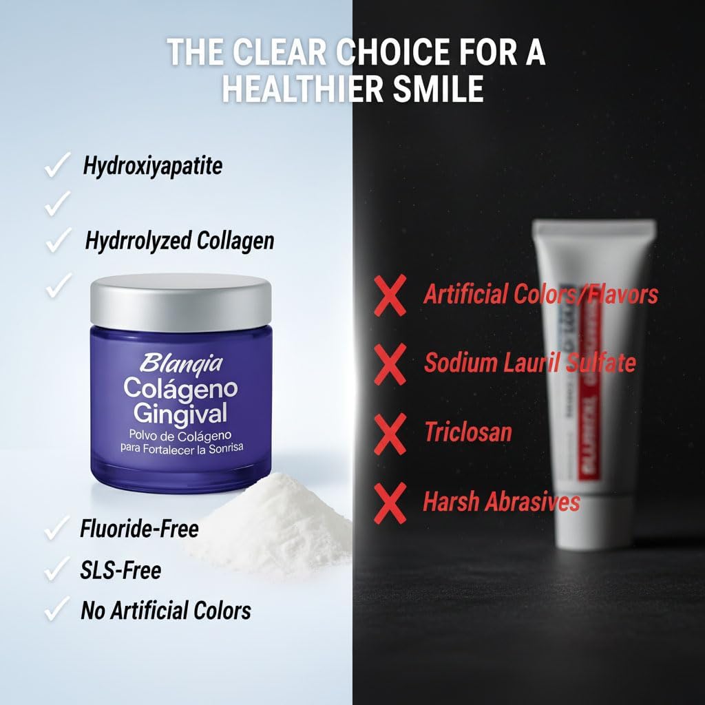 Colageno Gingival Hydroxyapatite & Collagen Tooth Powder | Enamel Strengthening & Gum Support | Fluoride Free, SLS Free, Mint | 50g