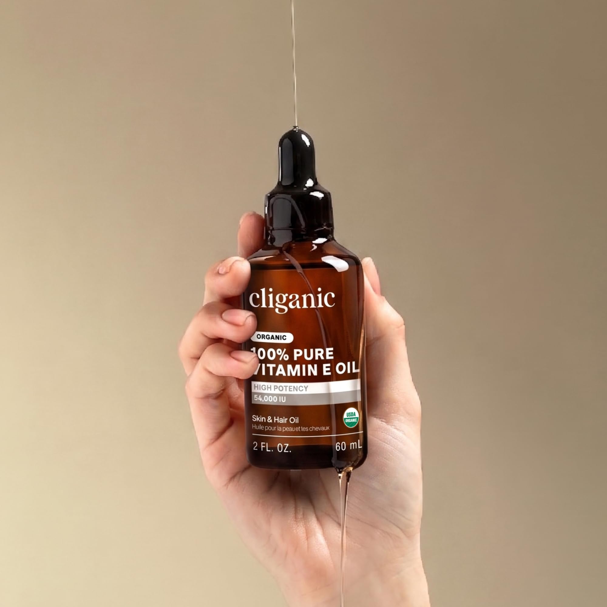 Cliganic Organic Pure Vitamin E Oil for Skin, Hair, Face & Nails