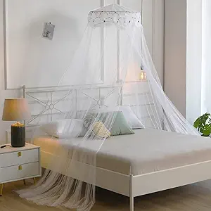 Mosquito Net Bed Canopy for Girls,King Canopy Bed Curtains Queen Size from Ceiling,Dome Mosquito Netting Bed Tent Twin Girls Canopy Bed Decor for Baby Crib,Kid Bed and Adult Beds (White-Dome1)