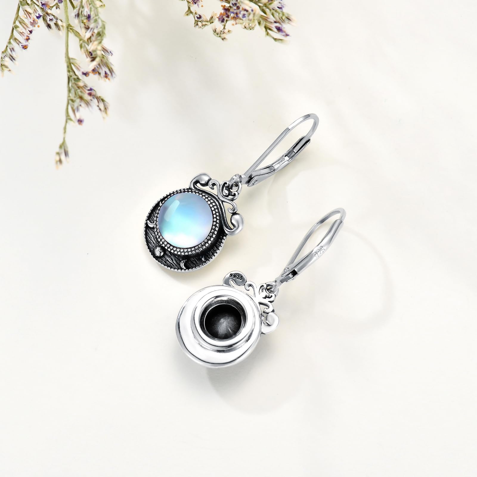 VONALA Pendientes de fase lunar de plata de ley rojo/verde/azul/violeta, pendientes de media luna para mujeres, joyas de luna, regalo para mujeres, adolescentes, niñas, madres, esposas