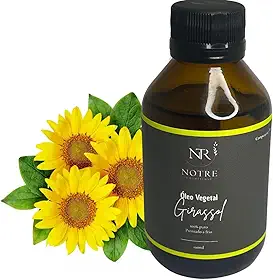 Óleo Vegetal de Girassol 100% Puro, Prensado a Frio, 100ml - Notre